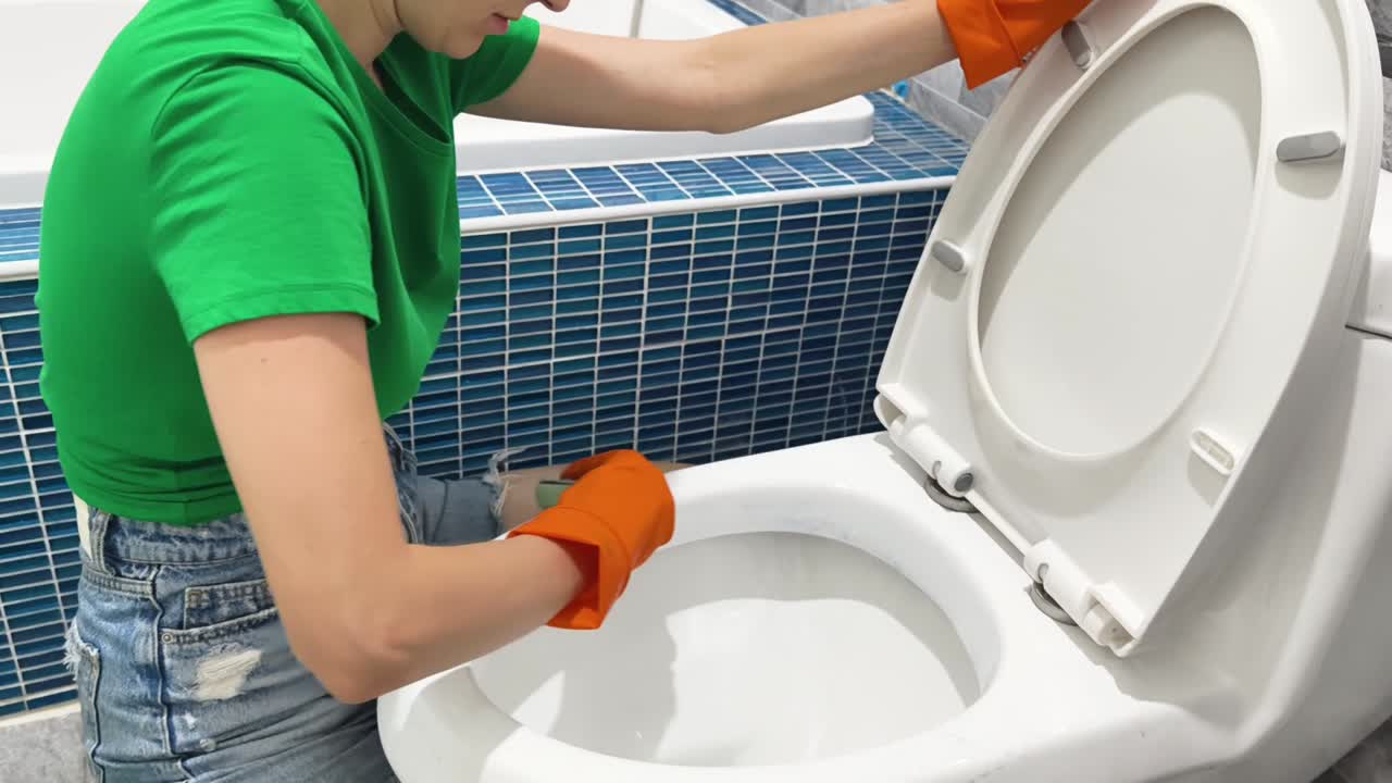 limpiando un inodoro