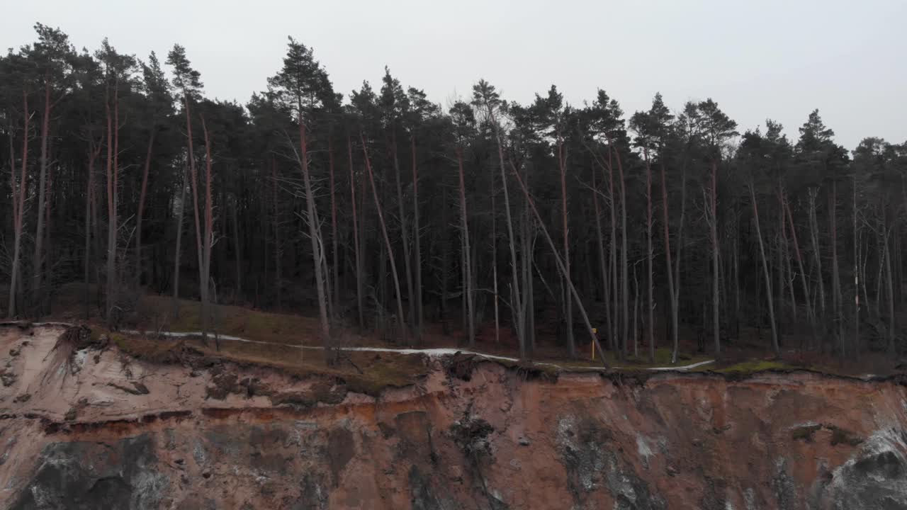 toma aérea del bosque boreal en ustka en invierno