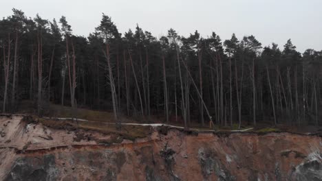 Aerial-shot-of-boreal-forest-in-Ustka-in-winter