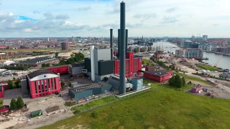 city aerial view over copenhagen hc oersted power station