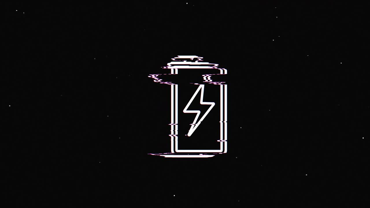 línea de batería hud símbolo holográfico en pantalla de televisión digital vieja animación de glitch de bucle sin costuras. corazones. retro dinámico y alegre. imágenes de video coloridas y vintage.