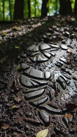 footprints in wet forest mud