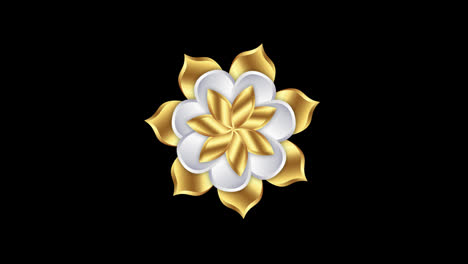 Goldenes-Blumenblüten-Symbol,-Schleifenanimationsvideo,-Transparenter-Hintergrund-Mit-Alphakanal