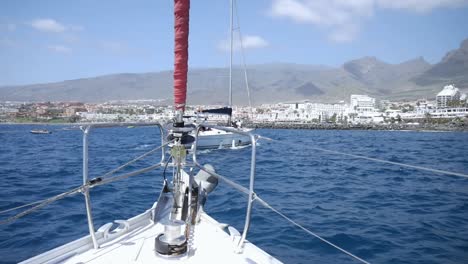 sailing on a yacht along the coast on the atlantic ocean during a beautiful sunny day