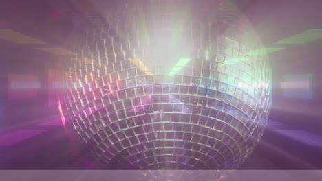 disco mirror ball spinning against hypnotic motion background