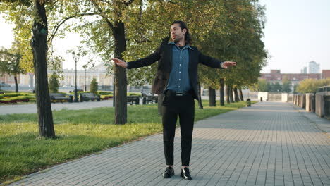 man dancing in the park