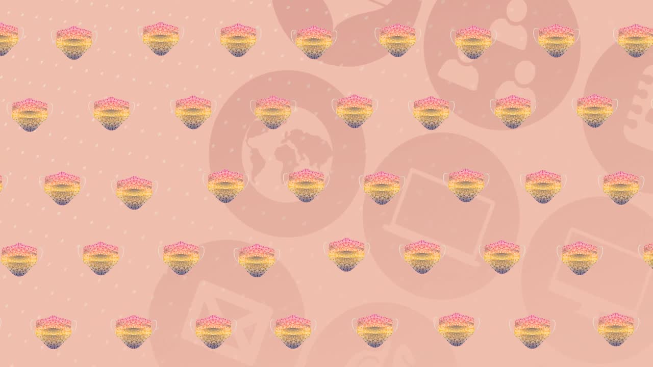 의료 아이콘 위에 얼굴 마스크 아이콘의 애니메이션