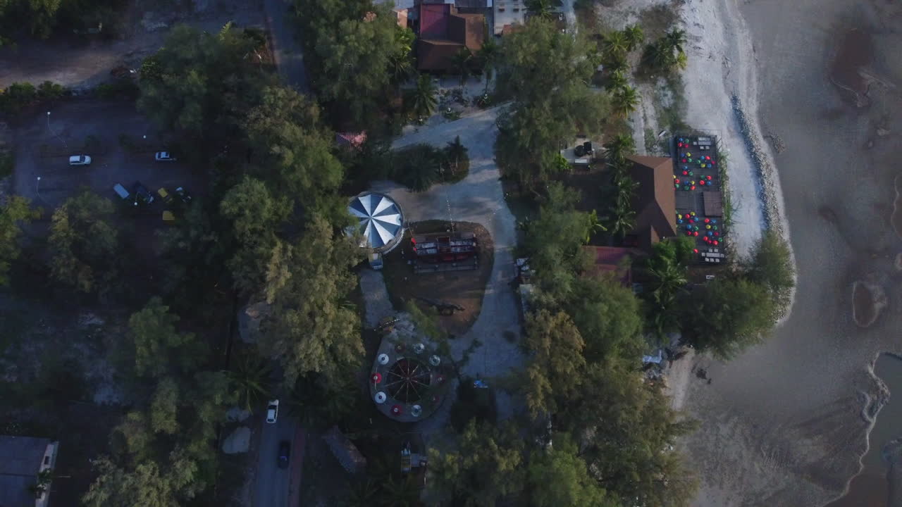 Aerial headshot drone View of highways and resorts in Bagan Lalang, Malaysia
