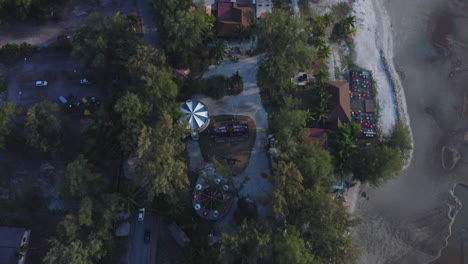 Aerial-headshot-drone-View-of-highways-and-resorts-in-Bagan-Lalang,-Malaysia