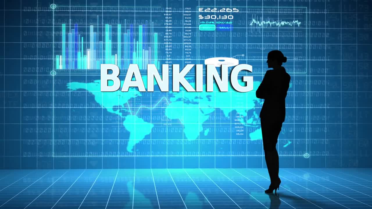 Businesswoman analysing global business interface