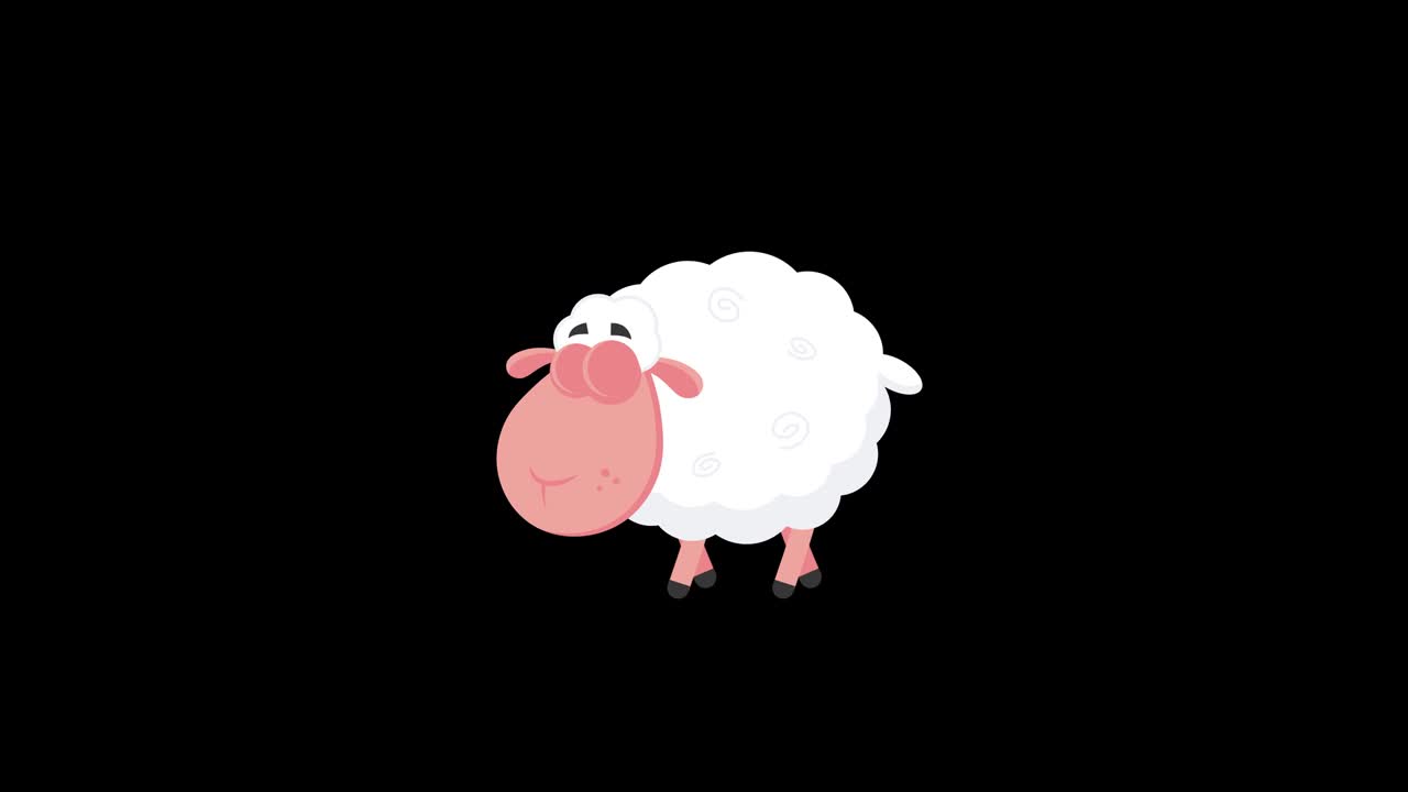 White Sheep Cartoon Character Walking