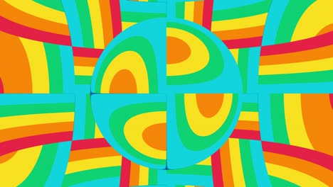 mosaico de arco iris con rayas multicolores distorsionadas. animación de bucle sin costuras con líneas de arco iris