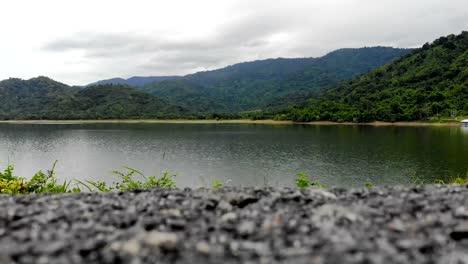 scenic landscape of reservoir dam at the countryside