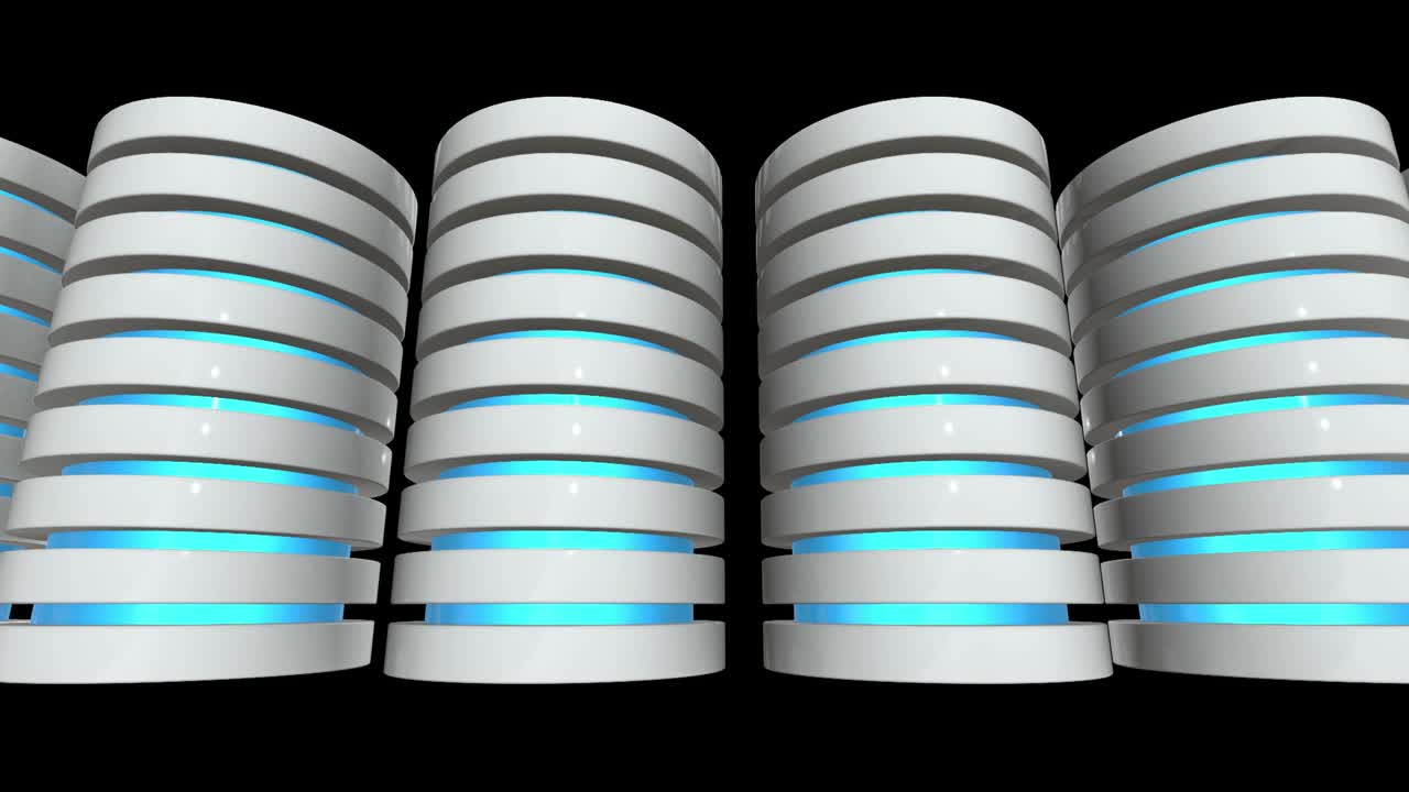 미래의 서버 하드 디스크와 데이터베이스 블록 또는 배터리 셀 웹 호스팅 또는 클라우드 컴퓨팅 개념
