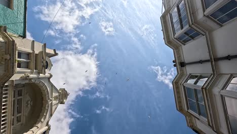 looking up at sky and architecture