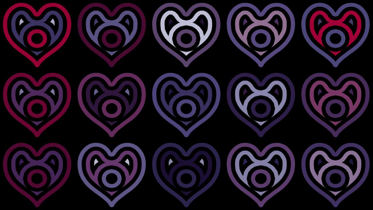 los corazones - los hocicos. los contornos infantiles brillantes. el patrón musical.