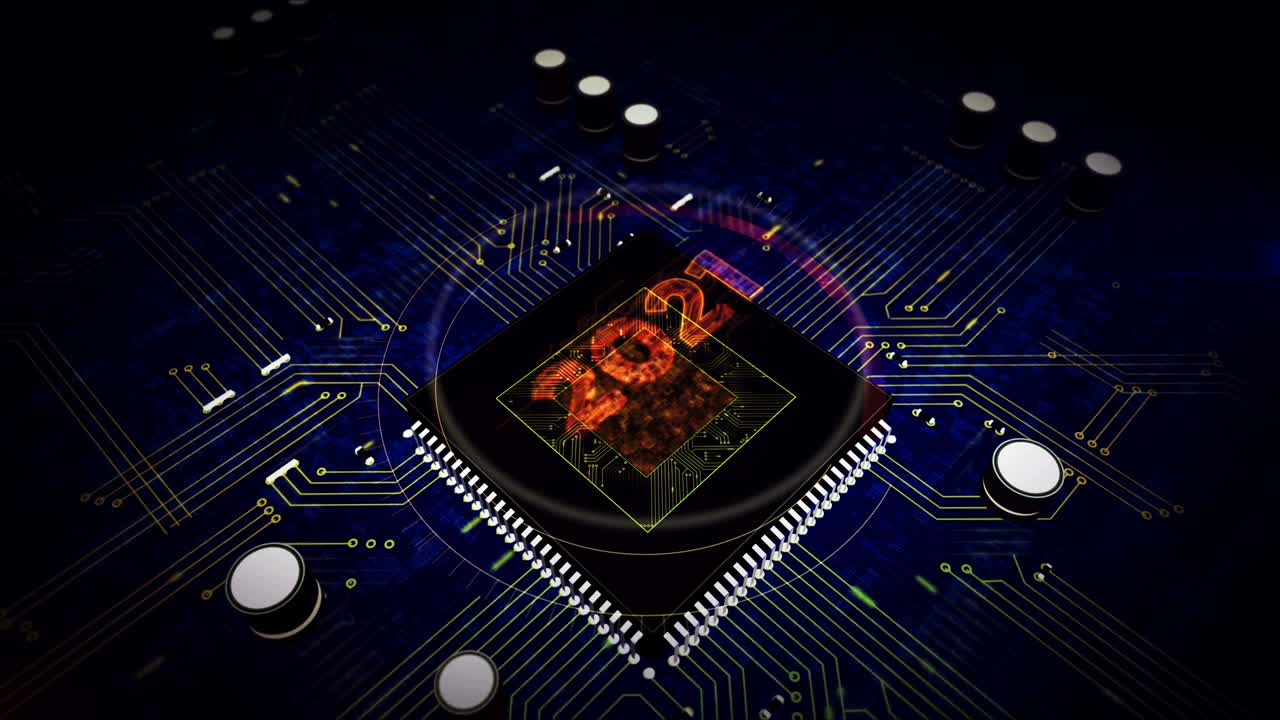 2021 year number futuristic animation