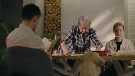 family baking together