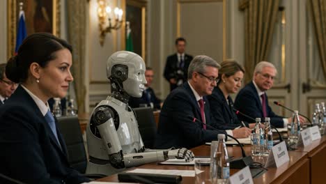 a historic meeting of minds: human and robot collaboration at the table of decision-making in a modern conference setting