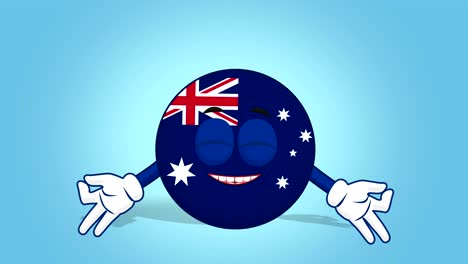 cartoon icon flag australia zen harmony with face animation with alpha matte