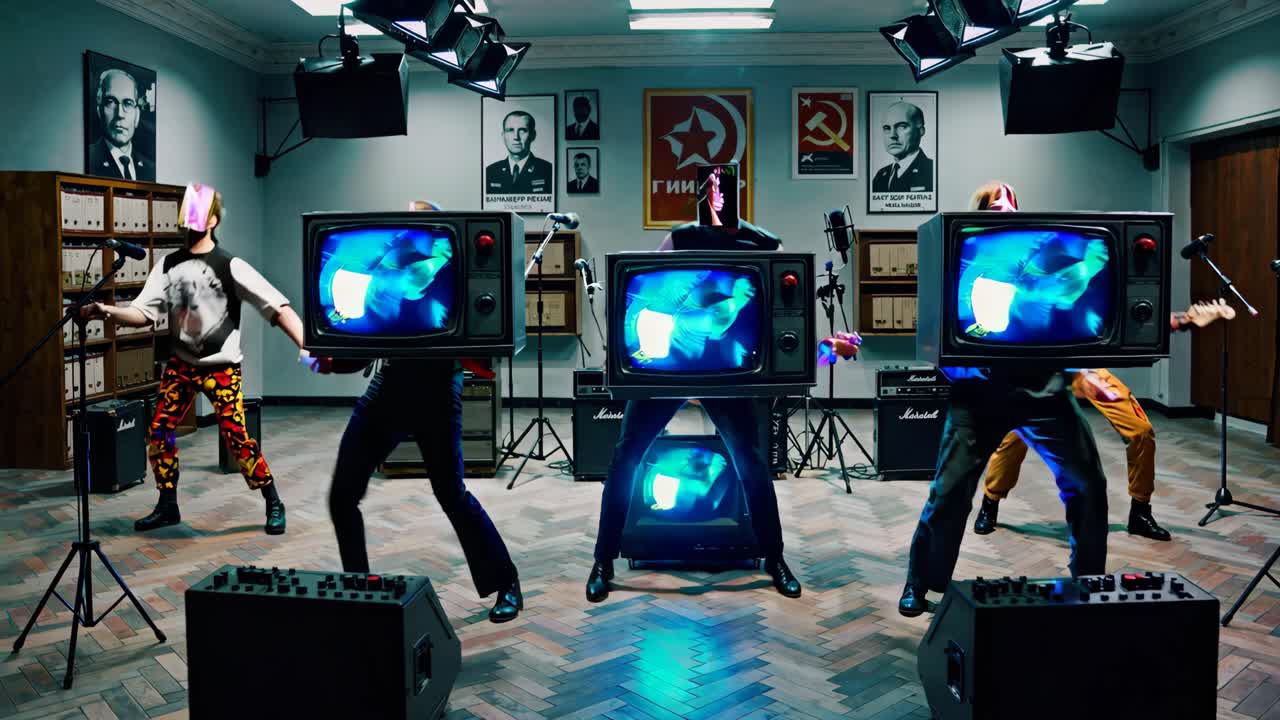 tv 헤드들이 연주하는 레트로 밴드