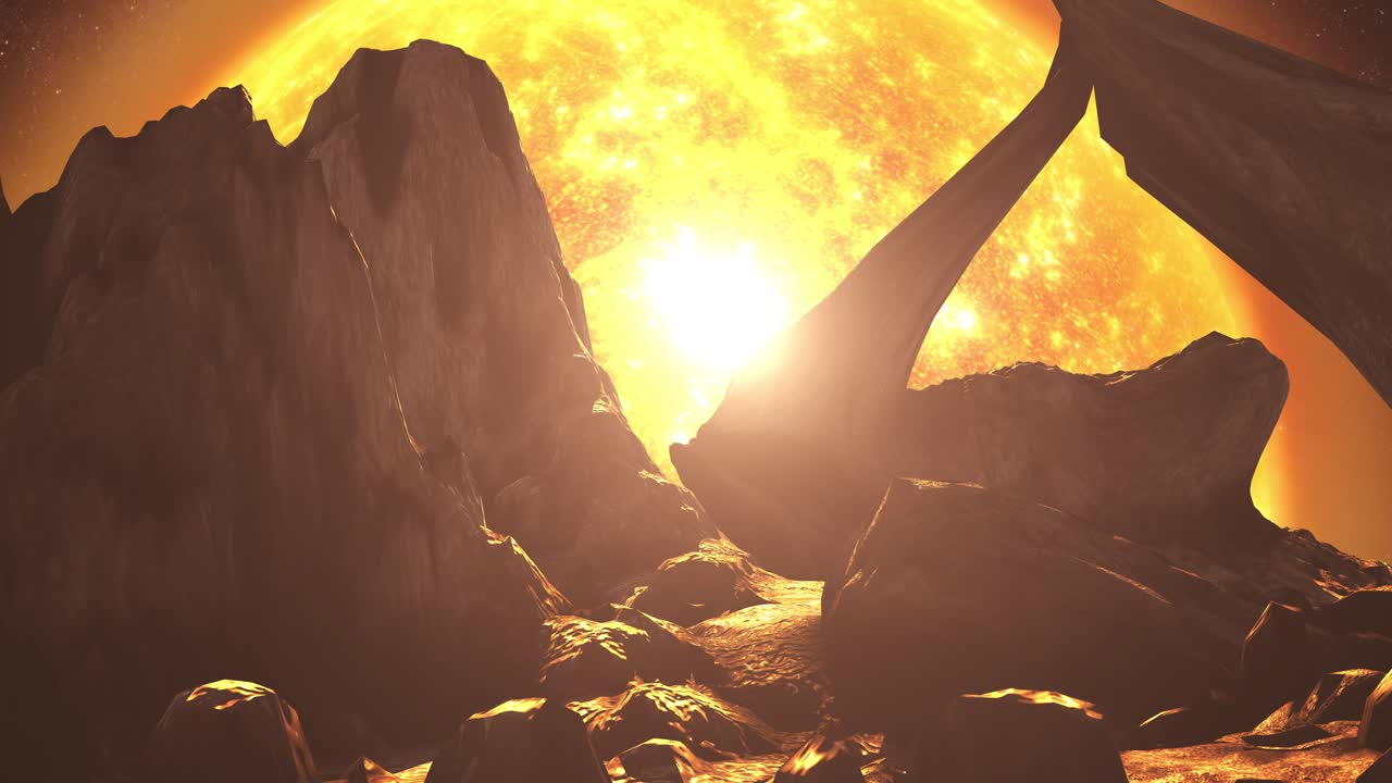 거대한 별을 가진 외계 행성 풍경