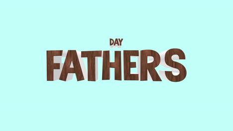 cartoon wood fathers day text on blue gradient