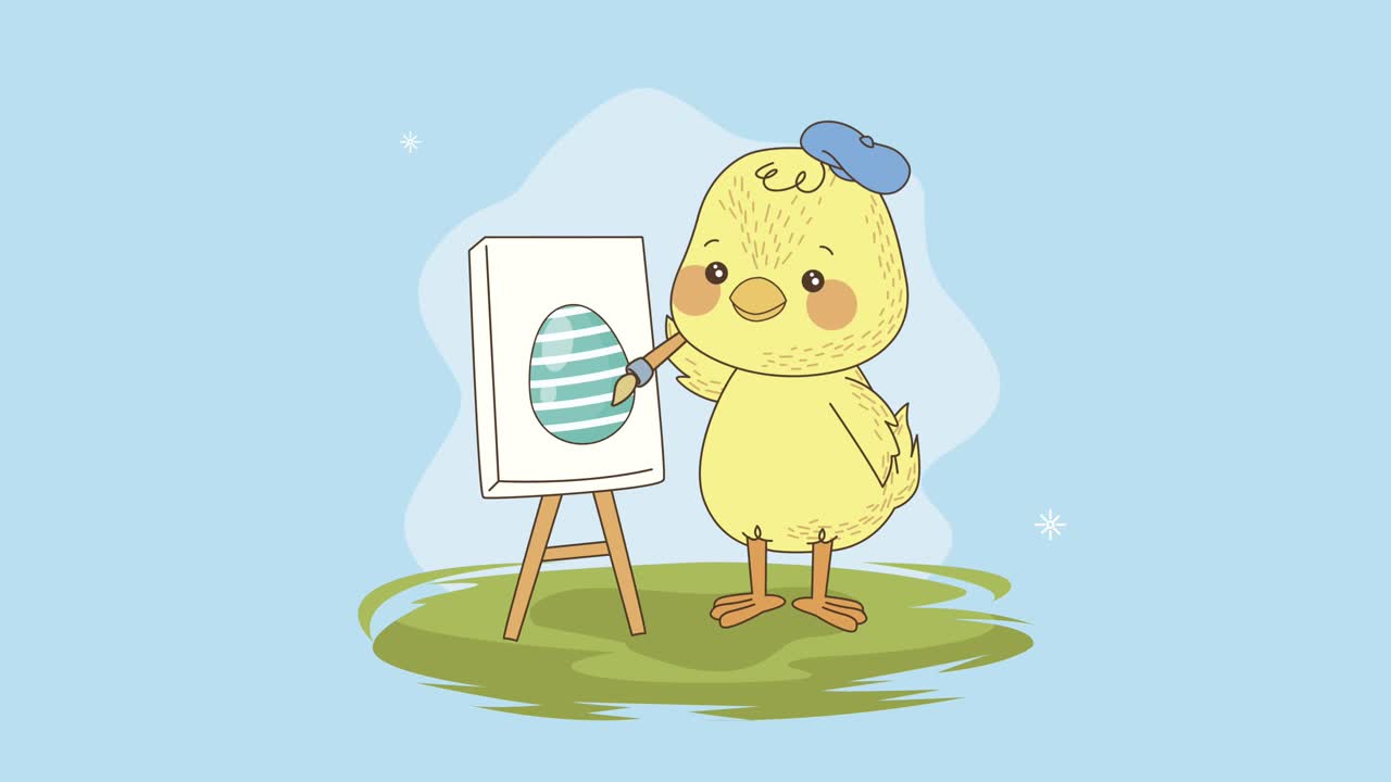 маленькая пасхальная курица рисует анимацию