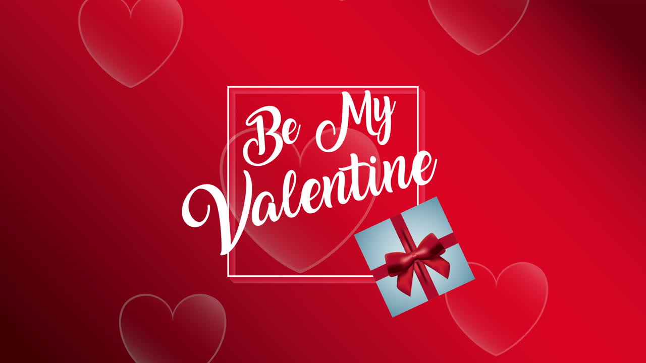 tarjeta animada del día de san valentín con caja de regalos