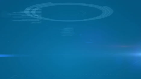 animación de moléculas sobre cadena de adn con procesamiento de datos en fondo azul.