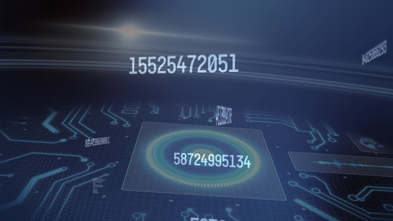 animación del procesamiento de datos sobre la cuadrícula azul