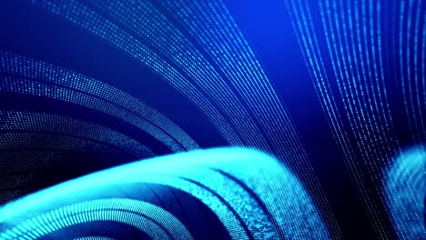 el fondo abstracto en bucle de 4k de partículas de brillo forma líneas, superficies como paisajes futuristas en el ciberespacio o hologramas. tema de ciencia ficción de microworld, nanotecnología o espacio cósmico. rayas azules 27