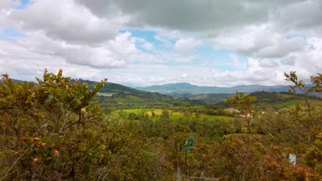 panoramic view of the mountains of the colombian altiplano at the guatavita lagoon on a cloudy day with