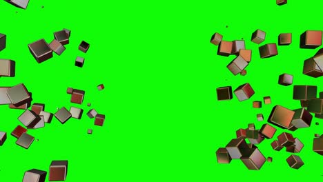 4k 3d round cubes on the sides green screen animation