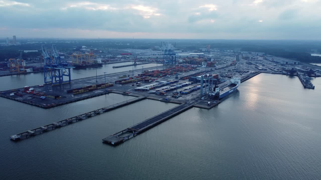 Aerial View of a Busy Port