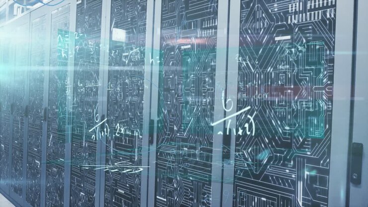 Animation of maths calculations over datra processing on computer servers