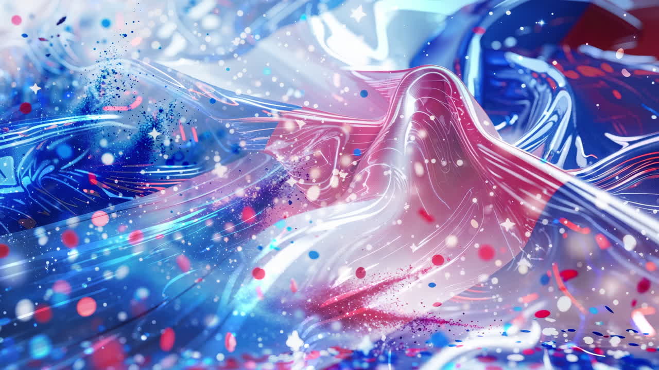 Dynamic Abstract Fluid Waves with Colorful Specks