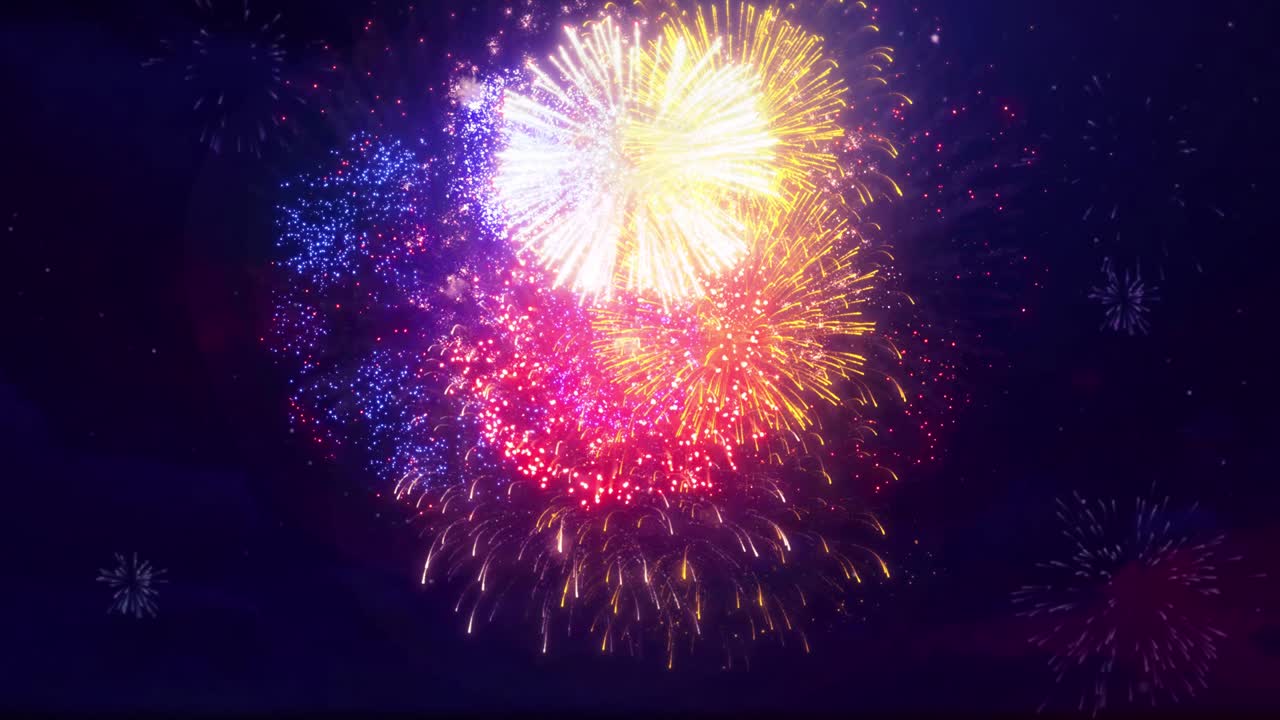 Multicolor Multiple shape Explosion display sky night Loop Background