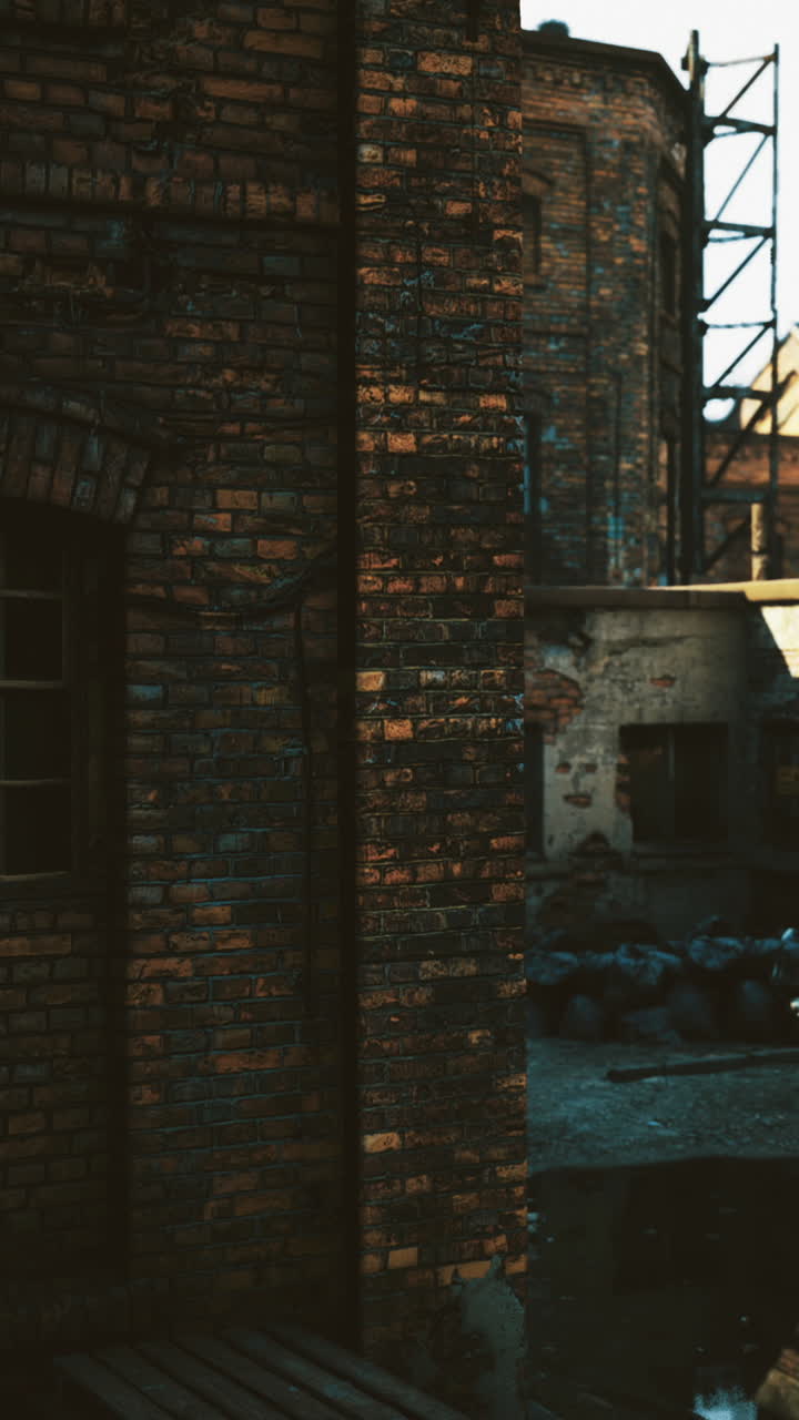 Exploration of forgotten industrial space at golden hour light