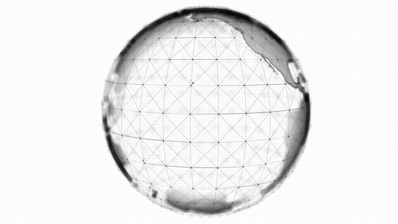 Loop White Digital world globe 3D technology connected data network Animation Background.