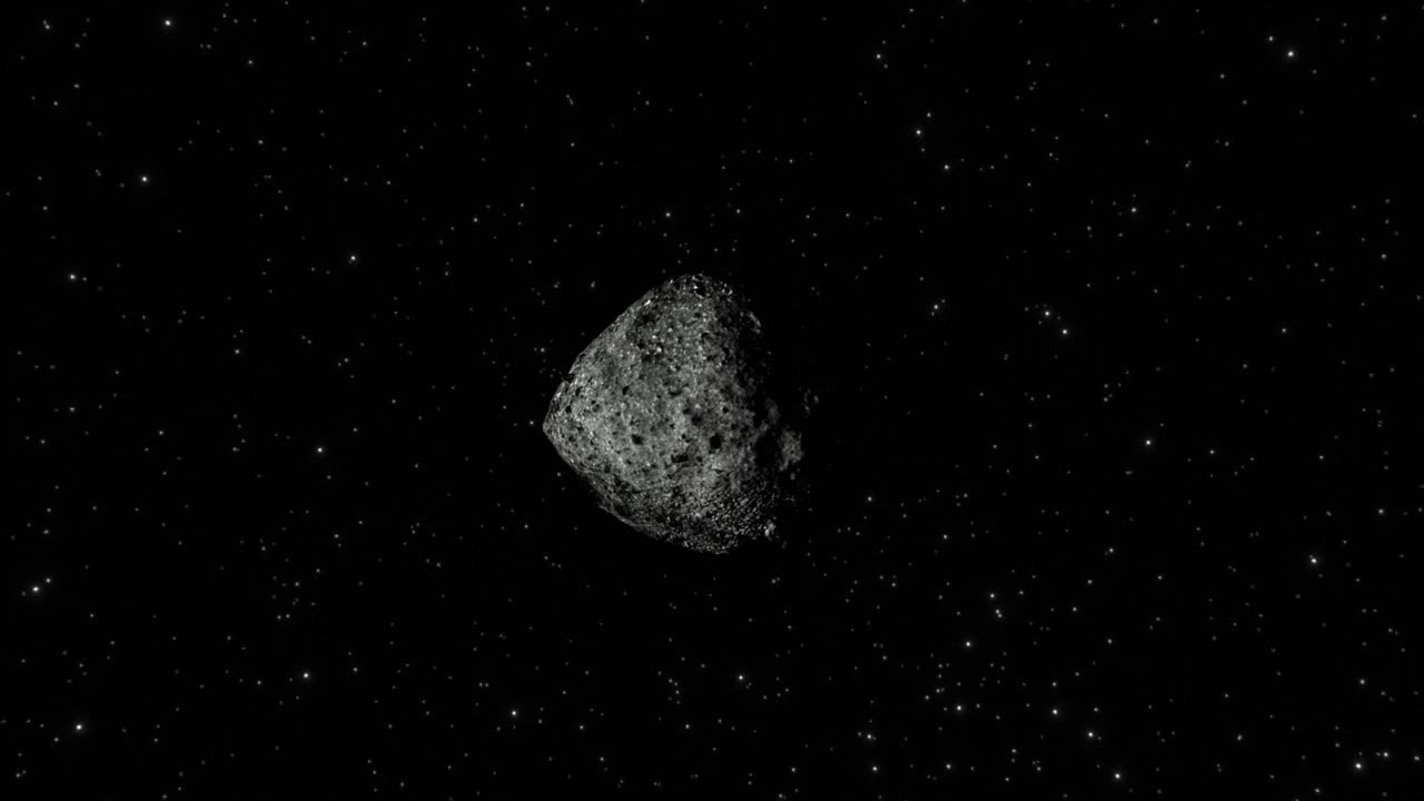 alta calidad y muy detallada representación de cgi de una toma de aproximación lenta del asteroide cercano a la tierra 101955 bennu en el espacio profundo