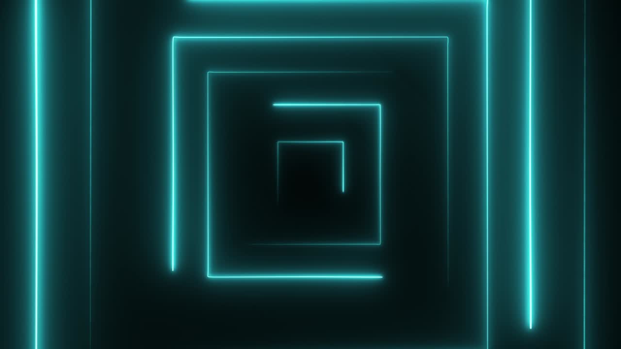 cuadrado de neón sin costuras abstracto. cuadrado de neon azul fondo de movimiento de alta tecnología bucle sin costuras. video animación 3d