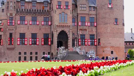 popular tourist attraction castle de haar in netherlands, old medieval castle now used as museum