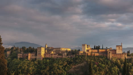 sunset with the alhambra of granada as main subject