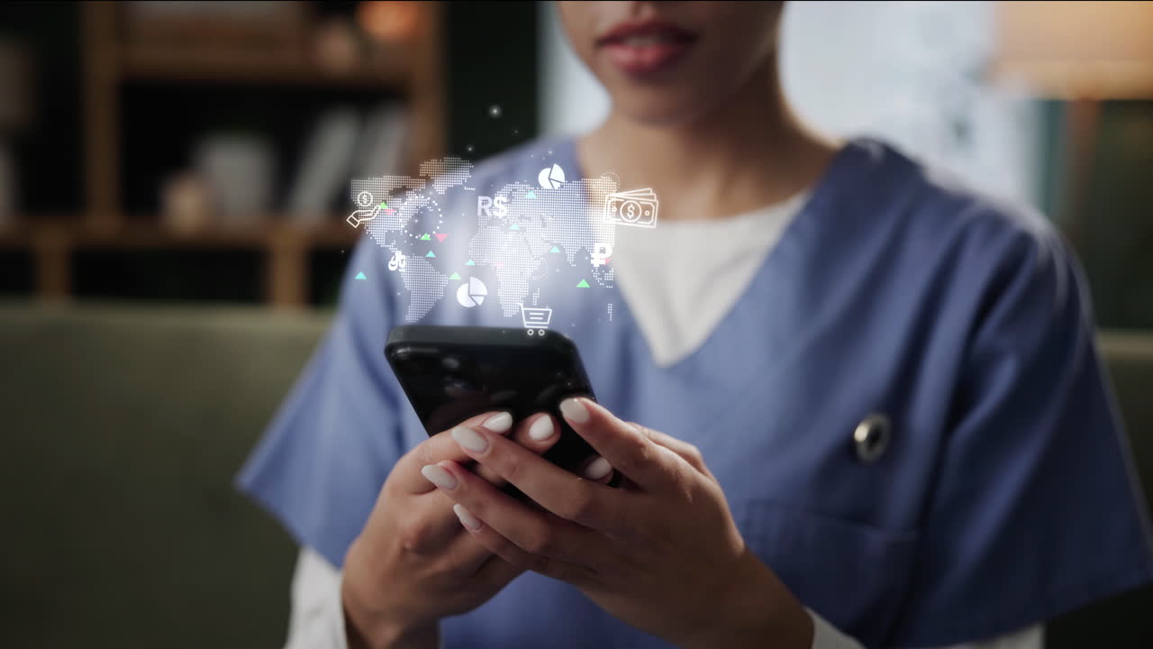 Woman using augmented reality on her phone