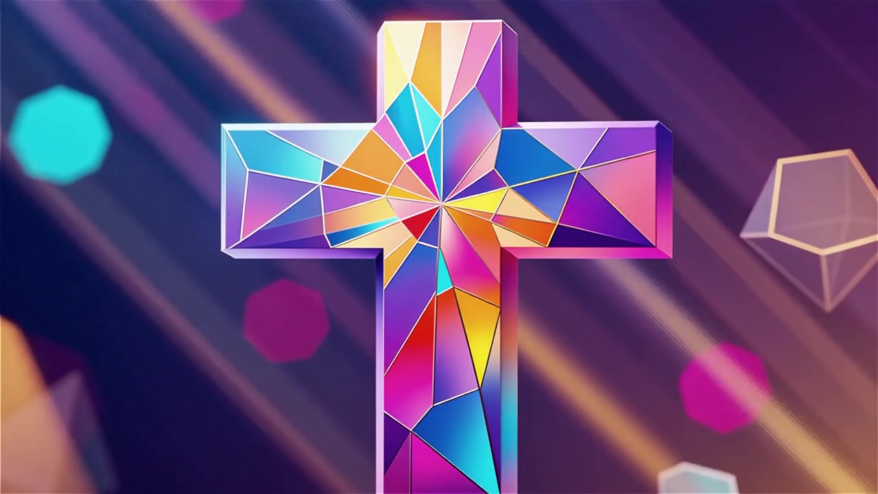 Cruz Cristiana con Luz Celestial, Fondo para Adoración.