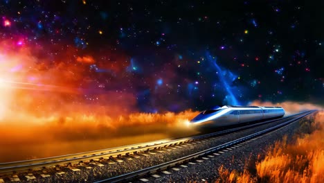 high-speed train through the stars