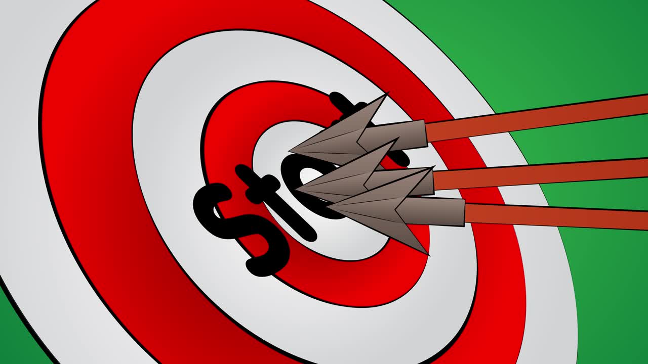 화살표는 텍스트 시작과 함께 황소의 눈을 습니다.