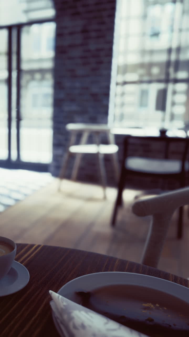 Caffè e colazione mattutina in un caffè tranquillo con luce naturale