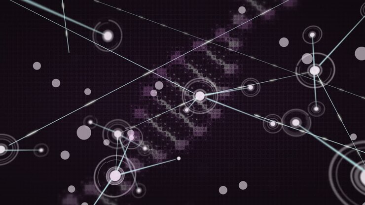 Animation of dna strand spinning with network of connections